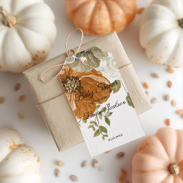 Étiquettes-cadeau tomber amoureux citrouille baby shower floral Invi