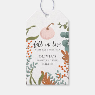 Étiquettes-cadeau Tomber dans l'amour Citrouille Baby shower fille