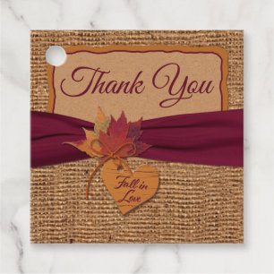 Étiquettes Cadeau Tomber dans l'amour, Feuilles d'automne, Favoris d