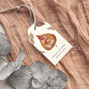 Étiquettes-cadeau Tomber dans l'amour L'automne laisse la faveur d