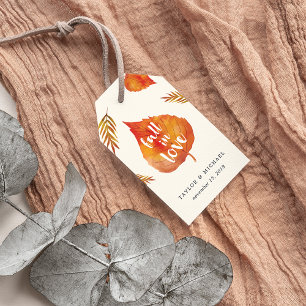 Étiquettes-cadeau Tomber dans l'amour   L'automne laisse la faveur d