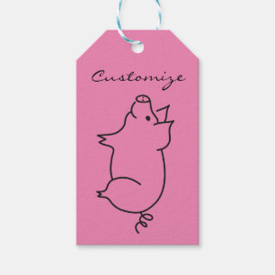 Étiquettes-cadeau Tonnerre d'animal de porc