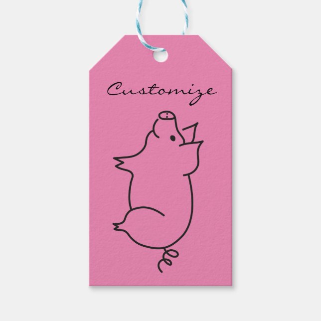 Étiquettes-cadeau Tonnerre d'animal de porc (Devant)