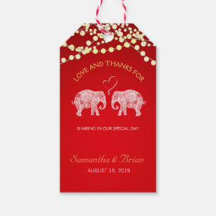 Étiquettes-cadeau TONNES D'AMOUR/Eléphant Chaîne Lumières Mariage Pe