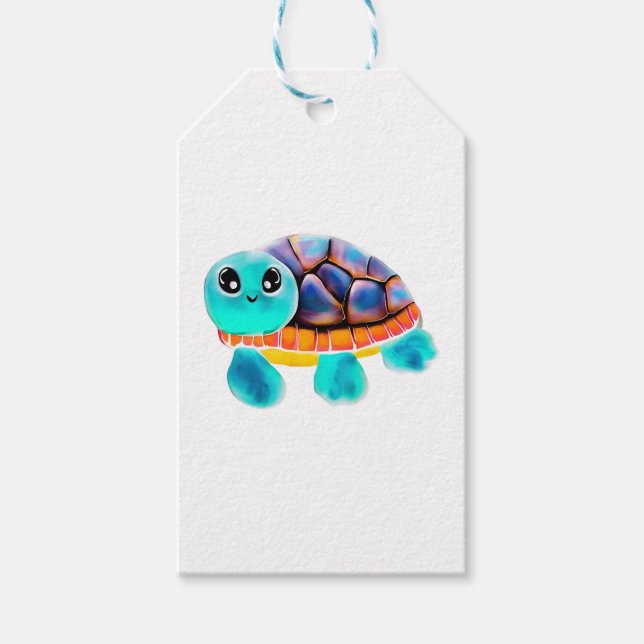 Étiquettes-cadeau Tortue à peinture caustique Copier (Devant)