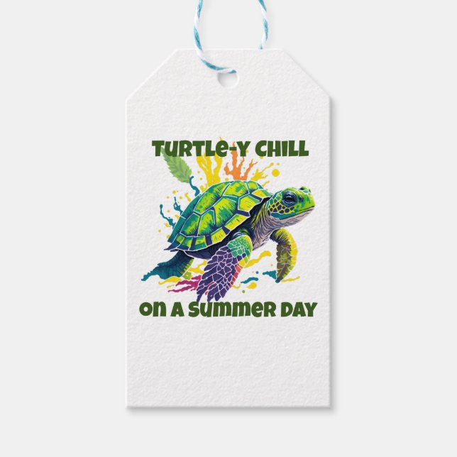 ÉTIQUETTES-CADEAU TORTUE DE MER EN ÉTÉ (Devant)