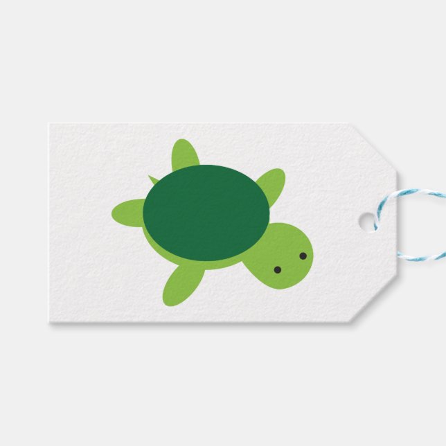 Étiquettes-cadeau Tortue verte (Devant (Horizontal))