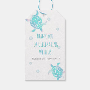 Étiquettes-cadeau Tortues Enfants Sous L'eau Aquarelle Pastel Fête