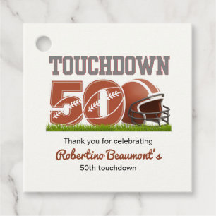 Étiquettes Cadeau Touchdown Fifty Funny Football 50e anniversaire