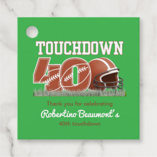 Étiquettes Cadeau Touchdown Quarty Funny Football 40e anniversaire