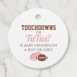 Étiquettes Cadeau Touchdowns ou Tutus Révélation du Sexe Merci