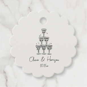Étiquettes Cadeau Tour de champagne Doodle Nom personnalisé Mariage