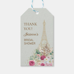 Étiquettes-cadeau Tour Eiffel de Mariage Vert Menthe Paris