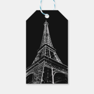 Étiquettes-cadeau Tour Eiffel Noir Blanc Paris Voyage Vintage