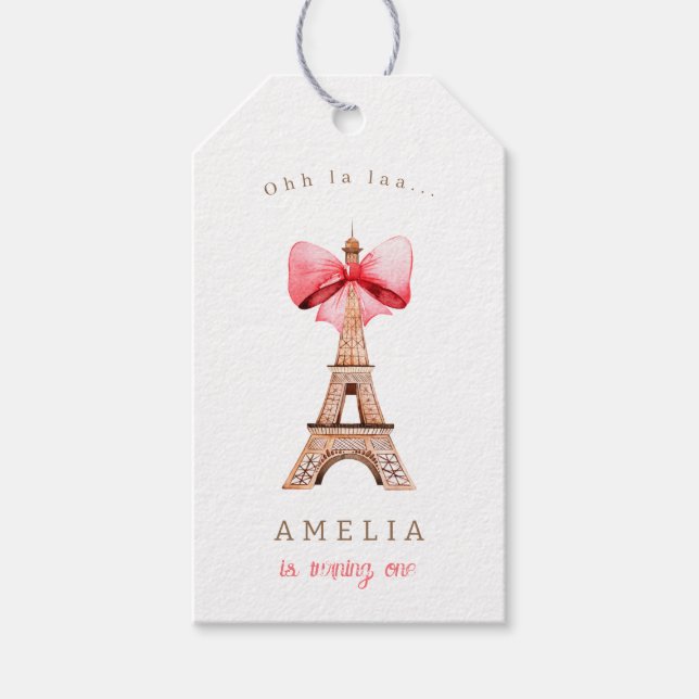 Étiquettes-cadeau Tour Eiffel Paris Aquarelle (Devant)