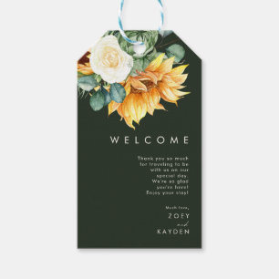 Étiquettes-cadeau Tournesol Tournesol Vert foncé Bienvenue Mariage