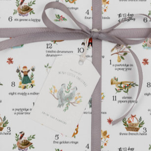 Étiquettes-cadeau Tourterelles 12 Jour de Noël
