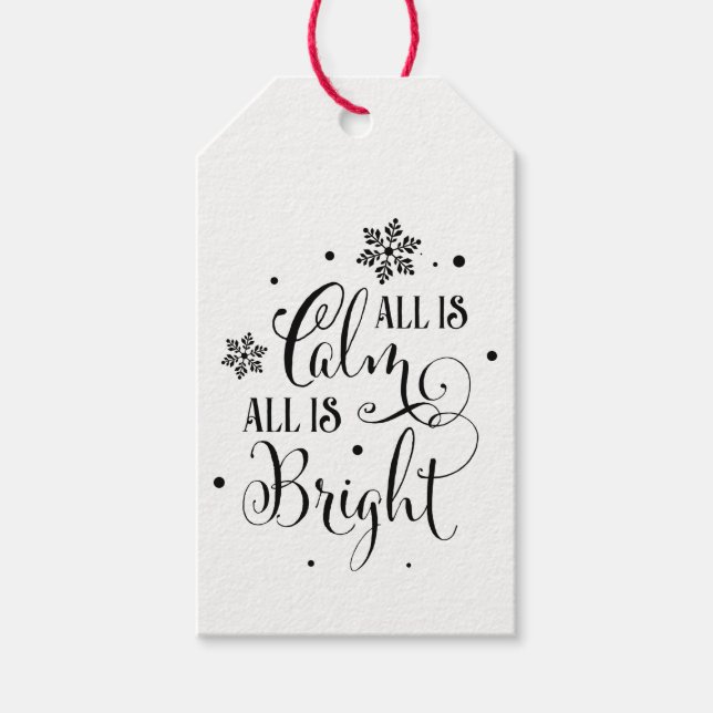 Étiquettes-cadeau Tout est calme / Citation de Noël / Balise cadeau (Devant)
