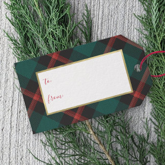 Étiquettes-cadeau Tradition Plaid Noël