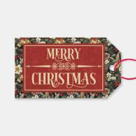 Étiquettes-cadeau Traditional Christmas Pine Floral Holiday 