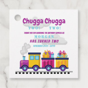Étiquettes Cadeau Train Chugga Choo Cartoon deuxième anniversaire