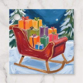 Étiquettes Cadeau Traîneau du Père Noël Joyeux Noël
