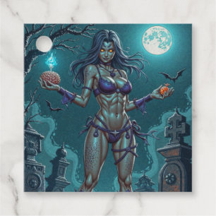 Étiquettes Cadeau Traite d'Halloween ou ami Zombie w Cerveau
