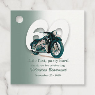 Étiquettes Cadeau Trajet en moto verte classique - 60 ans