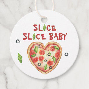 Étiquettes Cadeau tranche de pizza bébé - shower de bébé aquarelle