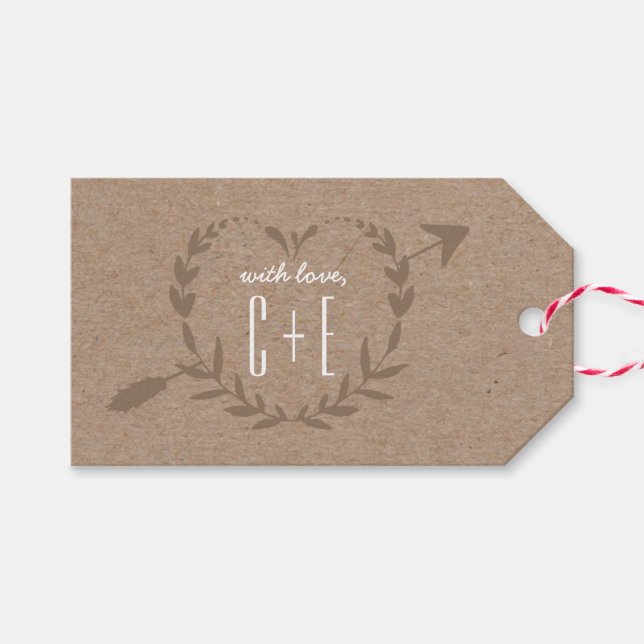Étiquettes-cadeau Tranche en bois rustique | Balise cadeau (Devant (Horizontal))