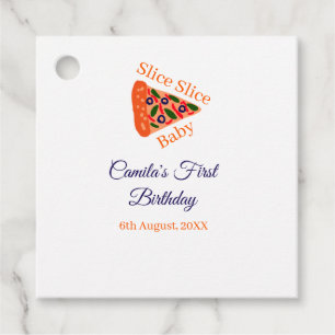 Étiquettes Cadeau Trancher Trancher Pizza bébé brun bleu 1er anniver
