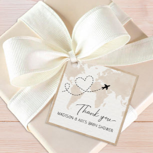 Étiquettes Cadeau Travel Adventure World Map Baby shower Merci
