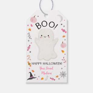 Étiquettes-cadeau Treat Halloween Ghost rose