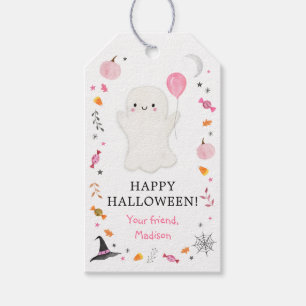 Étiquettes-cadeau Treat Halloween Ghost rose