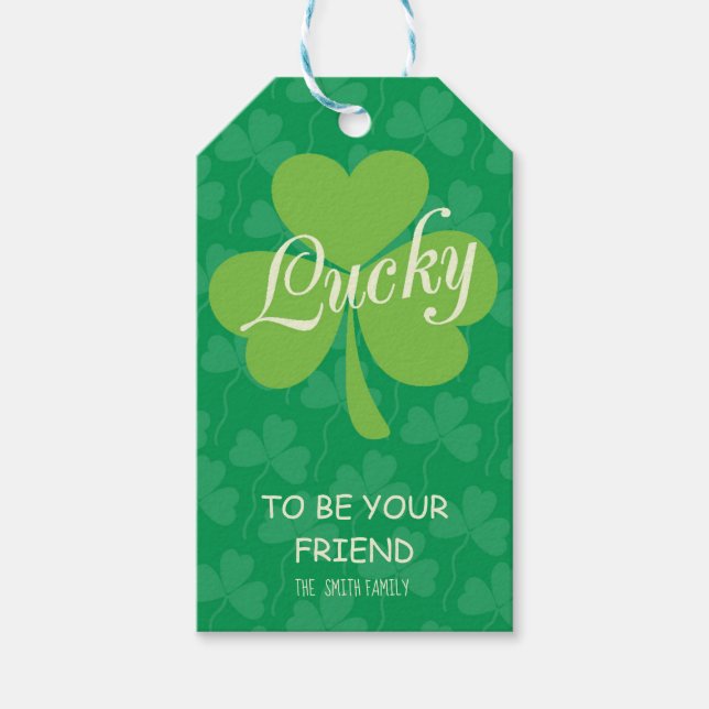 Étiquettes-cadeau Trèfles Ami Chanceux St. Patrick's Day (Devant)