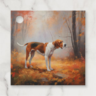 Étiquettes Cadeau Trekking Walker Coonhound à l'automne Feuilles aut