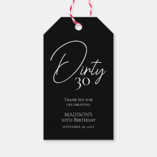 Étiquettes-cadeau Trente-trente-troisième anniversaire noir et blanc