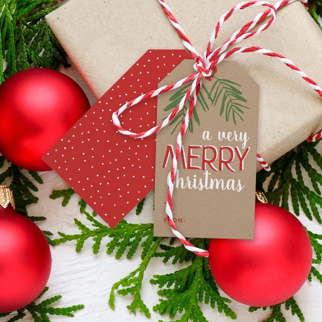 Étiquettes-cadeau Très Joyeux Noël Berry Branch Holiday (Créateur téléchargé)