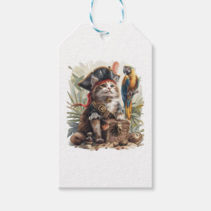 Étiquettes-cadeau Trésor de chat pirate