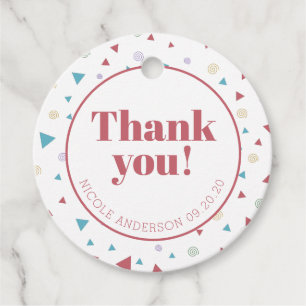 Étiquettes Cadeau Triangle géométrique chic et Merci à persiennes