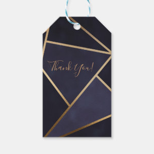 Étiquettes-cadeau Triangles géométriques élégants et classe bleu mar
