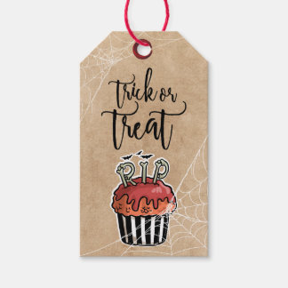 Étiquettes-cadeau Trick or treat Halloween cupcake