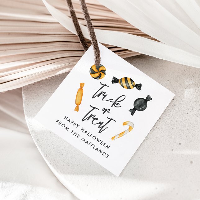 Étiquettes Cadeau Trick ou traitement classique de bonbons d'Hallowe (Créateur téléchargé)