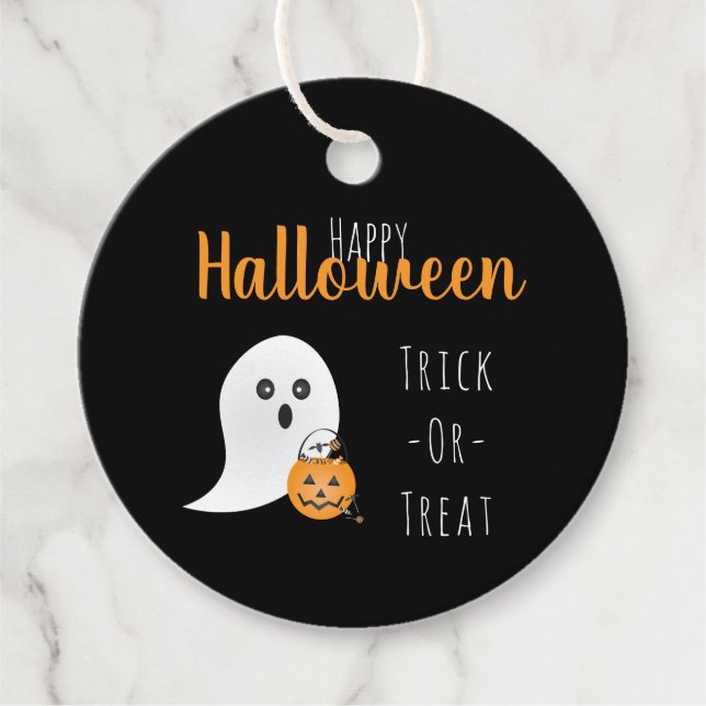 Étiquettes Cadeau Trick Ou Traiter Happy Halloween Ghost Éffrayant (Devant)