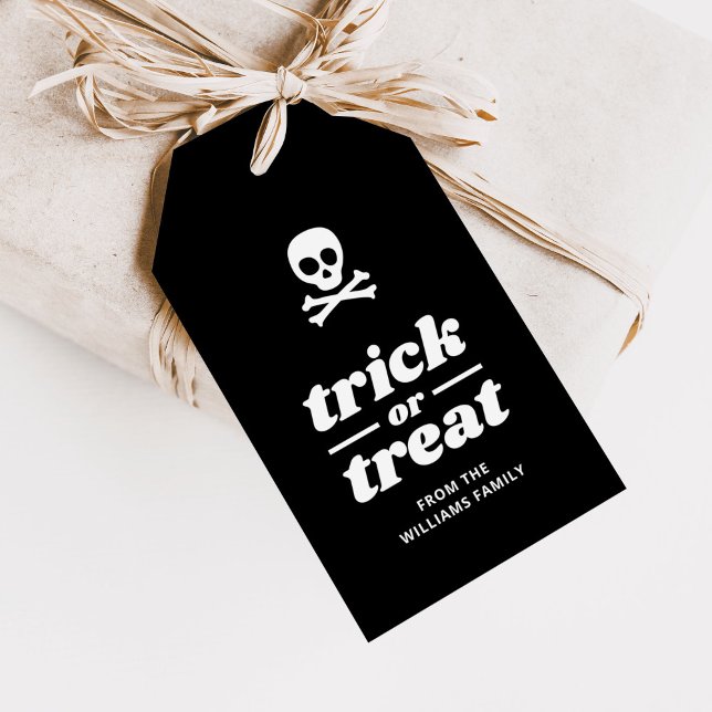 Étiquettes-cadeau Trick ou Treat Party Favoriser le crâne et les os  (Créateur téléchargé)