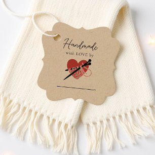 Étiquettes Cadeau Tricot de produit artisanal Coeur Artiste