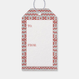 Étiquettes Cadeau TRICOT NORDIQUE ROUGE