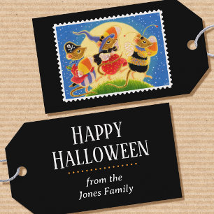 Étiquettes-cadeau Tricoter ou traiter sur mesure Halloween Cute Mice