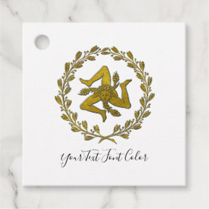 Étiquettes Cadeau Trinacria sicilienne d'or et couronne