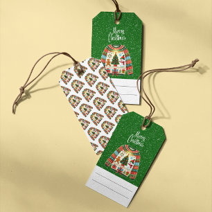Étiquettes-cadeau Trio d'arbre de Noël mignon Doux